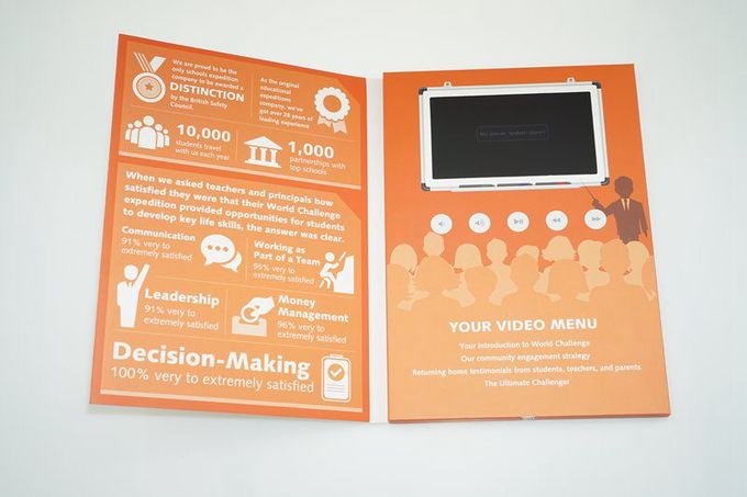 Videopak personalizou a capa dura o vídeo video do folheto de 7 Digitas Lcd da polegada no vídeo da TELA 1080P do IPS do dobrador